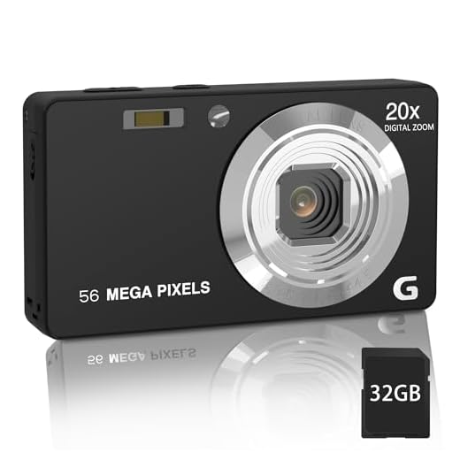 Focusify Digital Camera, 4K Ultra HD Cameras for Photography, Digital Point and Shoot Camera with 56Mp Autofocus 20X Zoom Anti Shake, Video Camera with 32GB SD Card for Kids, Teens, Beginners(Black)