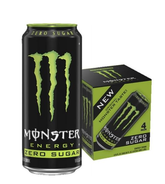 Manster Energy Drink, Zero Sugar, Sugar Free Energy Drink, 16 fl oz, 4 Pack