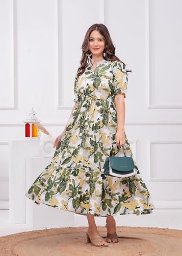 Image of Women's Floral Print Anarkali Kurti | Flared Long Maxi Kurta in Soft Cotton Fabric | Elegant Ethnic Wear for Casual & Festive Use | Anarkali Gown for Girls | 48 inch Length
