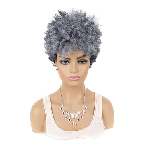 Perruque avec frange soignée et bandeau cheveux bouclés ondulés pour femme