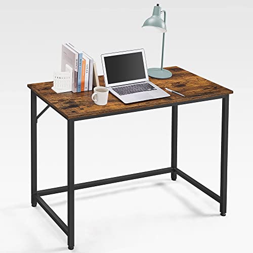 VASAGLE Tisch, Computertisch, Bürotisch, 100 x 50 x 76 cm, für Arbeitszimmer, Schlafzimmer, Wohnzimmer, vintagebraun-tintenschwarz LWD41XV2