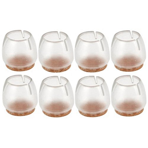 Preisvergleich Produktbild ZAK168 Stuhlbeinschoner, 8 Stück, transparent, runde Silikon-Möbelfüße, mit Filzpolstern, verhindert Kratzer, Stuhlgleiter, Füße für 17-21 mm Tisch, Stuhlbeine., Wie abgebildet, 17-21mm