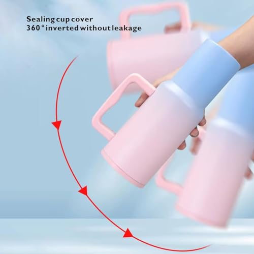 Image of Zephorus Personalized with Your Name, 1200ml Tumbler with Straw-Handle-Stainless Steel Double Wall Insulated Cup Leak-Proof Sipper Mug for Hot-Cold Drinks Coffee - Water Tumbler (Pink Blue Custom)