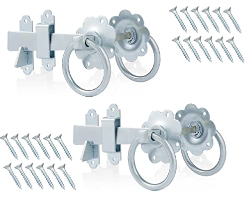 TERF® Heavy Duty Ring Gate Latch Door Lock Silver Ring Handle Garden Gate Door Latch Catch Lock