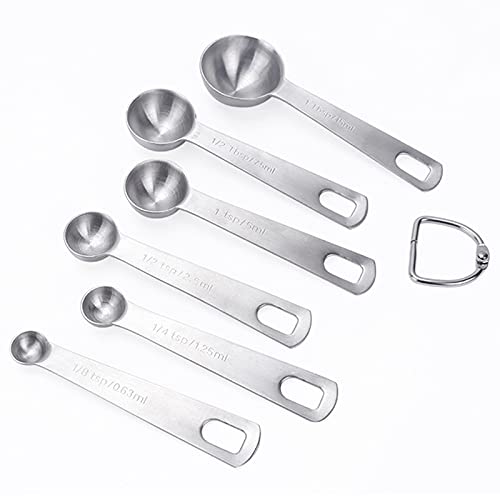 ZEACCT 6 Stuks roestvrijstalen maatlepels Set, Maatlepelset measuring cups RVS Maatlepels Stapelbare Theelepels En Eetlepels Voor Droge Vloeistof Maatlepelset Meten Lepel - Image 4