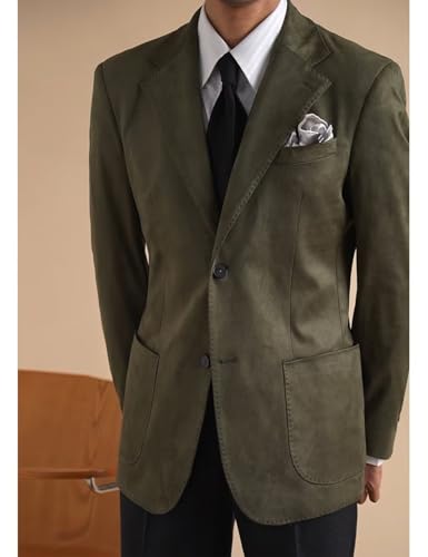 Single Breasted Suede Blazer Jacket for Men Slim Fit Casual Business Tuxedo Notched Lapel Sport Coat3