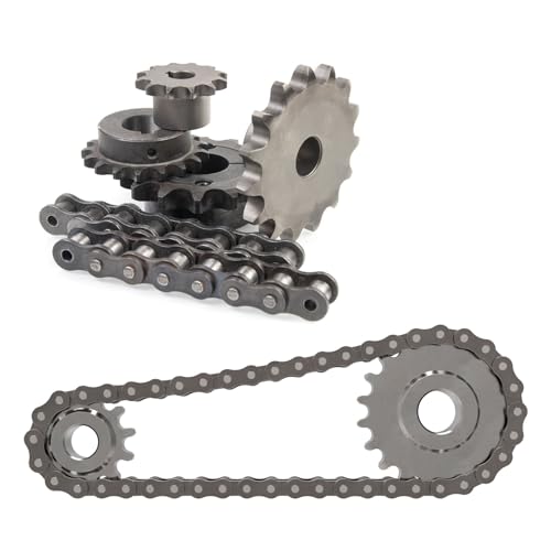 Image of uxcell #60 Chain Roller Sprocket B Type, 1-1 /8 inch Bore 14 Tooth Single Strand Chain Sprocket, Carbon Steel, Keyway with Set Screws