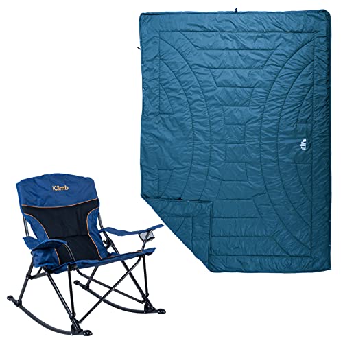 Iclimb 1 3M Thinsulate Insulation Warm Blanket And 1 Padded Rocking Folding Chair Bundle For Single Adult Camping Patio Porch Backyard Lawn Garden Balcony Indoor Outdoor #TOP17