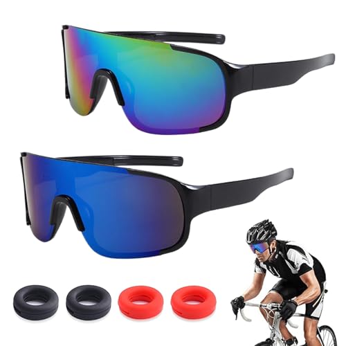 Gafas para Ciclismo,2 Piezas Polarizadas para Bicicleta,Gafas de Bicicleta Cortaviento,Gafas Polarizadas y Cortaviento,Gafas Running Hombre,Gafas de Sol Deportivas para Hombre y Mujer