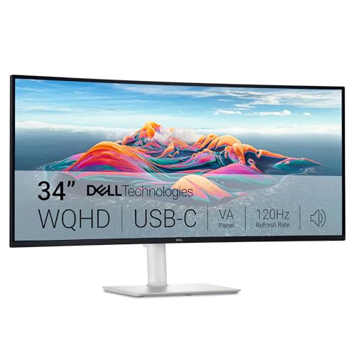 Image of Dell S34 Series 34 inch 2k Curved Monitor (3440 x 1440) 120 Hz, VA Panel, AMD FreeSync Premium, 99% sRGB, 3000:1 Integrated 2x5W Speaker, HDMI /USB-C- A, White