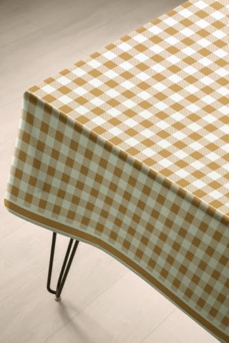 Image of Classic Yellow and White Checkered 4 /6 Seater Table Cloth /Cover, 52 x 72 Inch, Buffalo Plaid Pattern, Rectangle Dining Table Cover