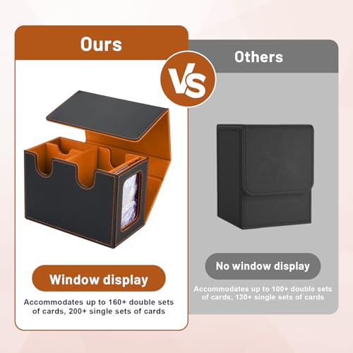 comeder Deck Box for MTG Commander Deck, Card Deck Case Holds 160+ Double-Sleeved Cards with Dice Tray Holds, Card Case Storage Box for TCG/CCG/PTCG/EDH/Magic/Sport Cards (Black orange) - Image 6