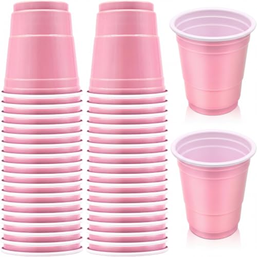 Yaure Joy 30 Pcs Disposable 2oz Shot Glasses Plastic Cups for Wedding Graduation Party Beer Sample Taste Serving Birthday (Light Pink)