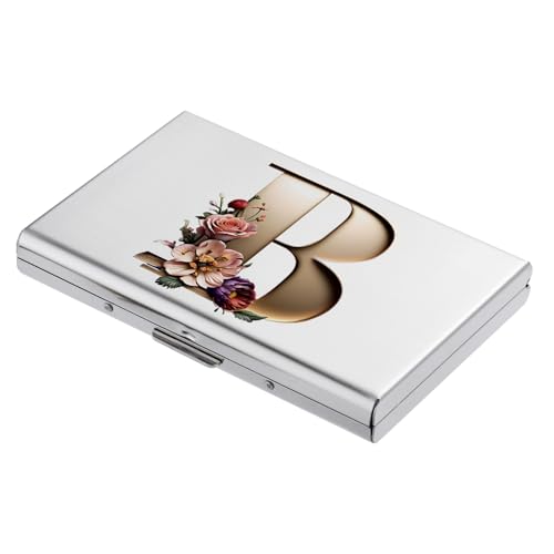 BONSYL RFID Blockierung Metall Kreditkartenetui - Schlanke Geldbörse Mit Modischem Design und Künstlerischen Mustern für Damen und Herren (6 Karten/Silber/B)