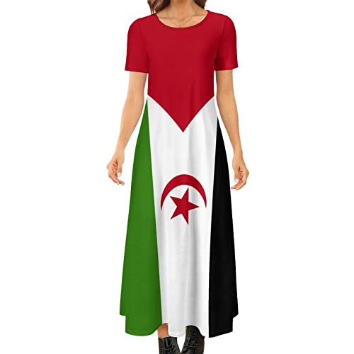 Fattyeery Elegant Casual Long Dress Western Sahara Flag Girls Summer Sunshine Beach Skirts for Womens XS