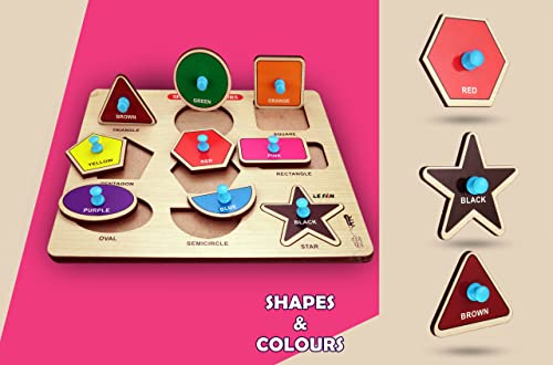 Image of Lefan Wooden Puzzles Wooden Educational Shape Color Puzzle Geometric Recognition Board Toys Perfect for Developing Creativity for Kids