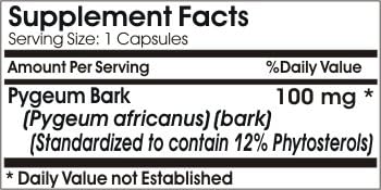 Miniatura 2 de Corteza de Pygeum Extracto estandarizado 100mg 12% Fitoesteroles  100 Cápsulas  Puro  por PureControl Supplements