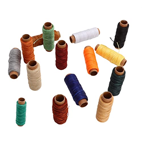 15 hilos encerados para coser cuero, hilo de coser recubierto de cera de poliéster, 50 metros, 15 colores para billeteras, bolsas y pulseras miniatura 7
