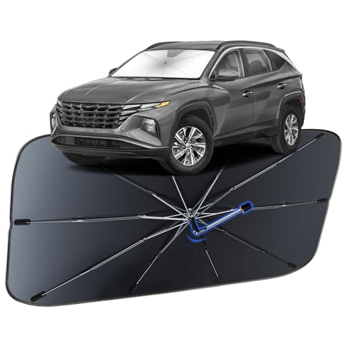 Image of Windshield Sun Shade for Hyundai Tucson 2016-2021, Umbrella Car Shades with 360Rotating Shaft, Foldable Front Window Sunshade for UV & Heat Protection