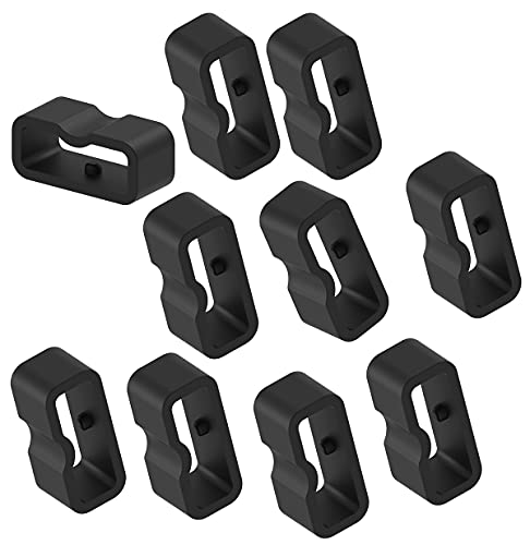 10-Pack Black Silicone Secure Band Keepers Fasteners Rings Holders Loops for TenCloud Pet Collar Set of 12 or 16 Adjustable ID Collars Leather (Black Small)