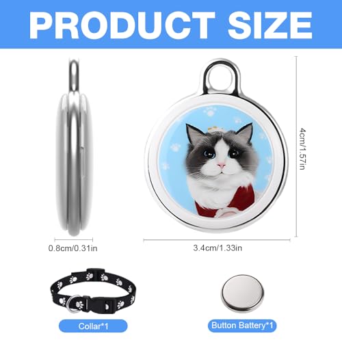 Afenau GPS Tracker Katze Hund, Tractive GPS Tracker für Katzen Ohne ABO, IP67 Wasserdichter Katzenhalsband mitGPs, Echtzeit-Positionierung KatzenTracker, KatzensGPS Trackers Halsband für IOS Android
