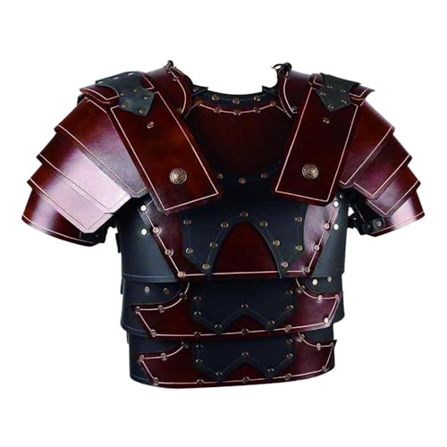Arnés de Pecho Medieval Disfraz de Caballero Cuero PU Gótico Rojo para Adultos