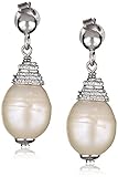 Amazon Collection Sterling Silver White Freshwater Cultured Pearl Drop Earrings