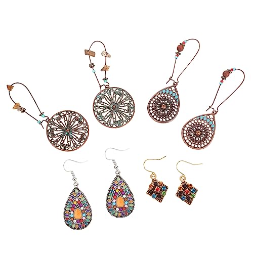 DEARMAMY 4 Pares De Pendientes Bohemios Pendientes De Moda Para Mujer Pendientes Con Borlas De Hilo Pendientes Decorativos Pendientes De Moda Pendientes De Hélice Pendientes Diarios