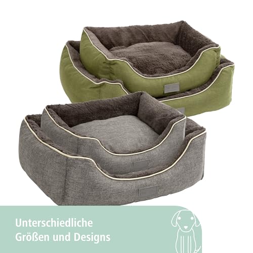 Kerbl Pet Kuschelbett Samuel, Hundebett, Katzenbett, grau, dunkelgrau, 60x50x17cm, Polyester, Hunde, herausnehmbares Wendekissen, waschbar bei 30°C