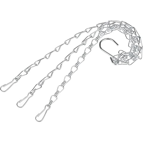 MINGJIANG 5 Pack 38 CM Hanging Chain with Clip & Hooks,Silver Metal Iron Hanging Plants Hanger Flower Basket Chain for Bird Feeders, Planters, Flower Pot, Lanterns and Ornaments (5 pcs, Silver) Cover