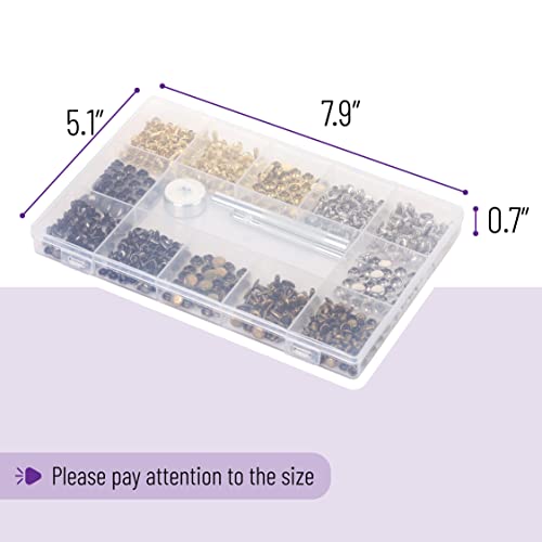 Unco LRP01 Leather Rivets Kit, 4 Colors, 2 Sizes, 240 Pcs, Tubular Metal Studs thumb #3