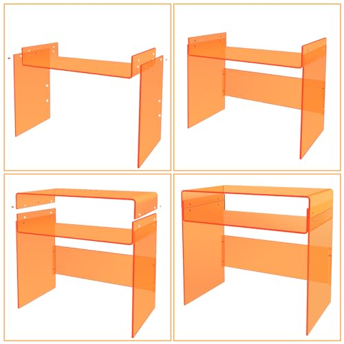 Cutora Orange Acrylic Desk Laptop Computer Workstation Study Table Modern Console Table High Top Entrance Table With Widened Baffles Writing Desk For Office Entryway Bedroom Living Room thumb #4