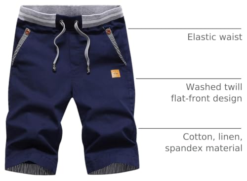 Image of Tansozer Men's Shorts Casual Classic Fit Drawstring Summer Beach Shorts with Elastic Waist and Pockets