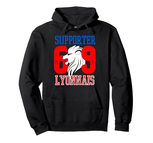 Supporter Lyonnais Football Lyon Humour Foot Sweat à Capuche, Unisexe pour Adultes, Noir, M