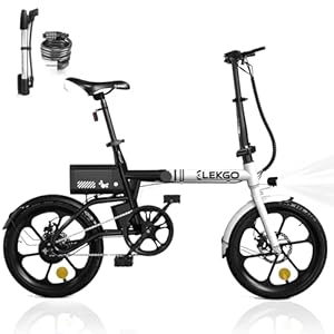 ELEKGO E-bike Vouwfiets, 16 inch, elektrische fiets met afneembare accu, herenfiets, 25 km/u, vouwfiets voor dames met maximaal 25-60 km bereik