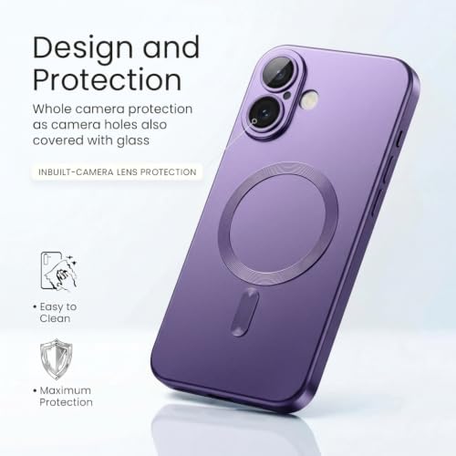 Image of amazon basics Premium Mag-Safe Case for iPhone 16 | Shockproof & Anti-Scratch Cover | Soft Silicone with Wireless Charging | Camera Lens Guard - Light Purple