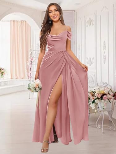 Fu Jiang Off The Shoulder Bridesmaid Dresses with Slit Cowl Neck Long Chiffon Formal Dress for Women4