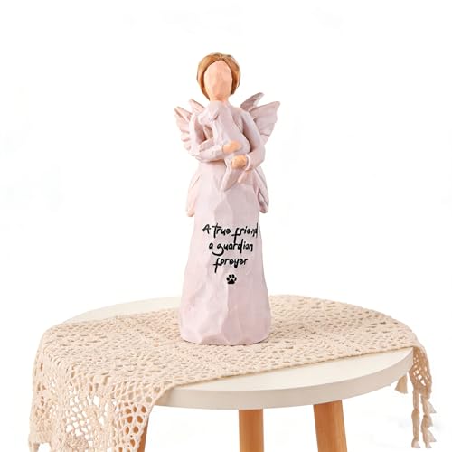 Estatua Angel con Perro, Figura Decorativa Pintada a Mano miniatura 6