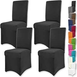 Gräfenstayn Henry, set van 4 stretch stoelhoezen, ronde en hoekige rugleuningen, voordeelverpakking – bi-elastische…