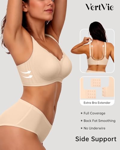 Image of Vertvie Seamless Jelly Bra No Underwire Supportive Bralette | Wireless, Full Coverage, Push Up, Scalloped V-Neck, Buttery Soft & Invisible under T-shirts for Everyday Oder Women's Comfort