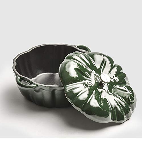 Mini cocotte en fonte avec couvercle – Revêtement en émail résistant en forme de citrouille – Convient pour cuisinière à induction et cuisinière à gaz