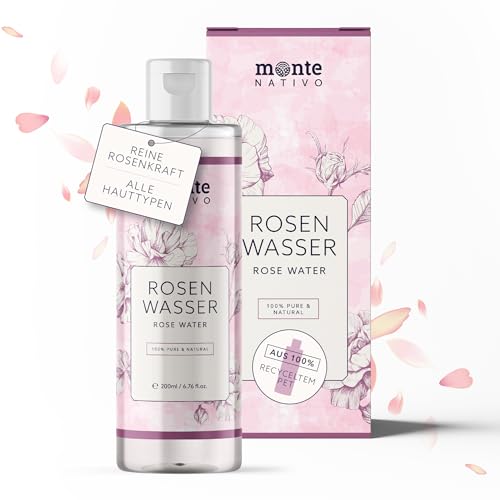 Rose Water for face Monte Nativo 200ml - Delicate Rosewater for Hair - Pure Floral Water with a Pleasant, Gentle Scent
