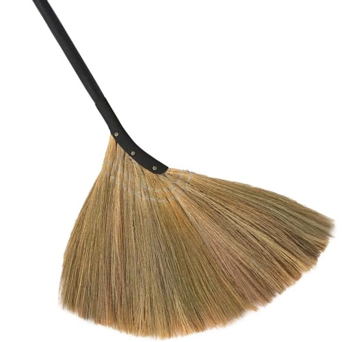TTS For Home - Vietnamese Straw Soft Broom - Indoor Grass Broom - Sweeping Hand with Black Long Handle Broomstick for House Garage Office Lobby Room Kitchen with 56.69 in Length