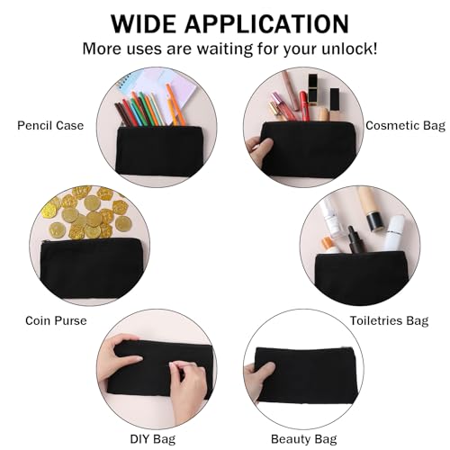 Image of 50 Pack Canvas Zipper pencil Pouch Bulk Blank DIY Craft Bag canvas makeup Pouch Multipurpose Toiletry Tote Bag for Makeup Travel Cosmetic Stationary Storage(Black)