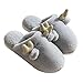 Gris Zapatillas de Estar por Casa Memory Foam Pantuflas Hombre Invierno Animales Esponjoso Peluche Lindo Alce