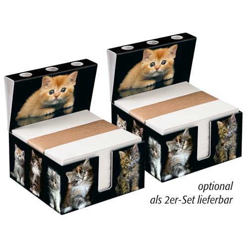 PrintCollect Zettelbox „Cats“ aus stabil verklebtem Vollkarton, Notizzettel aus kräftigem Papier (1er-Set im Geschenkkarton)