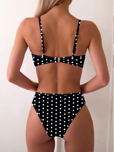 Image of Fanuerg Women's Triangle Bikini Sets O Ring Linked Two Piece Swimsuits Floral Printed Cheeky Bathing Suit