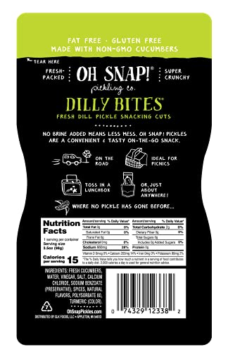 Oh Snap! Pickling Co., Dilly Bites Fresh Dill Pickle Snacking Cuts, 3.5 Oz. (6 Count) #TOP2