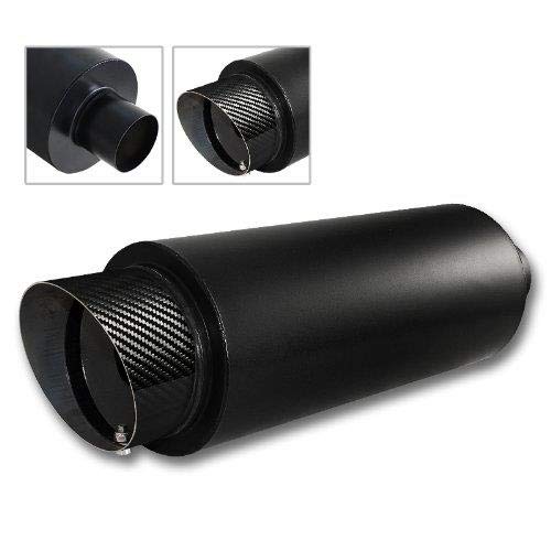 S SIZVER Weld-On Muffler Series 4" Carbon Fiber Slant Tip 2.5" Inlet Black Stainless Exhaust Muffler Universal 5