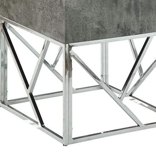 Benjara, Gray And Silver Benzara End Table With Geometric Open Base #TOP2